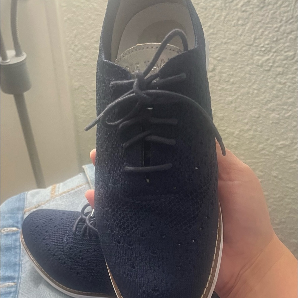 Woman’s Cole Haan / Navy Knit Oxford Shoes